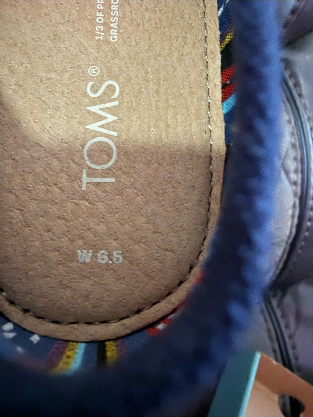 Toms Classic Slip-On Flats in Navy Blue - Picture 6 of 6